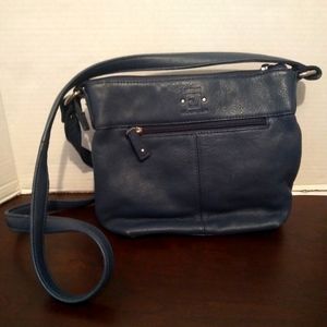 Stone Mountain blue leather crossbody purse